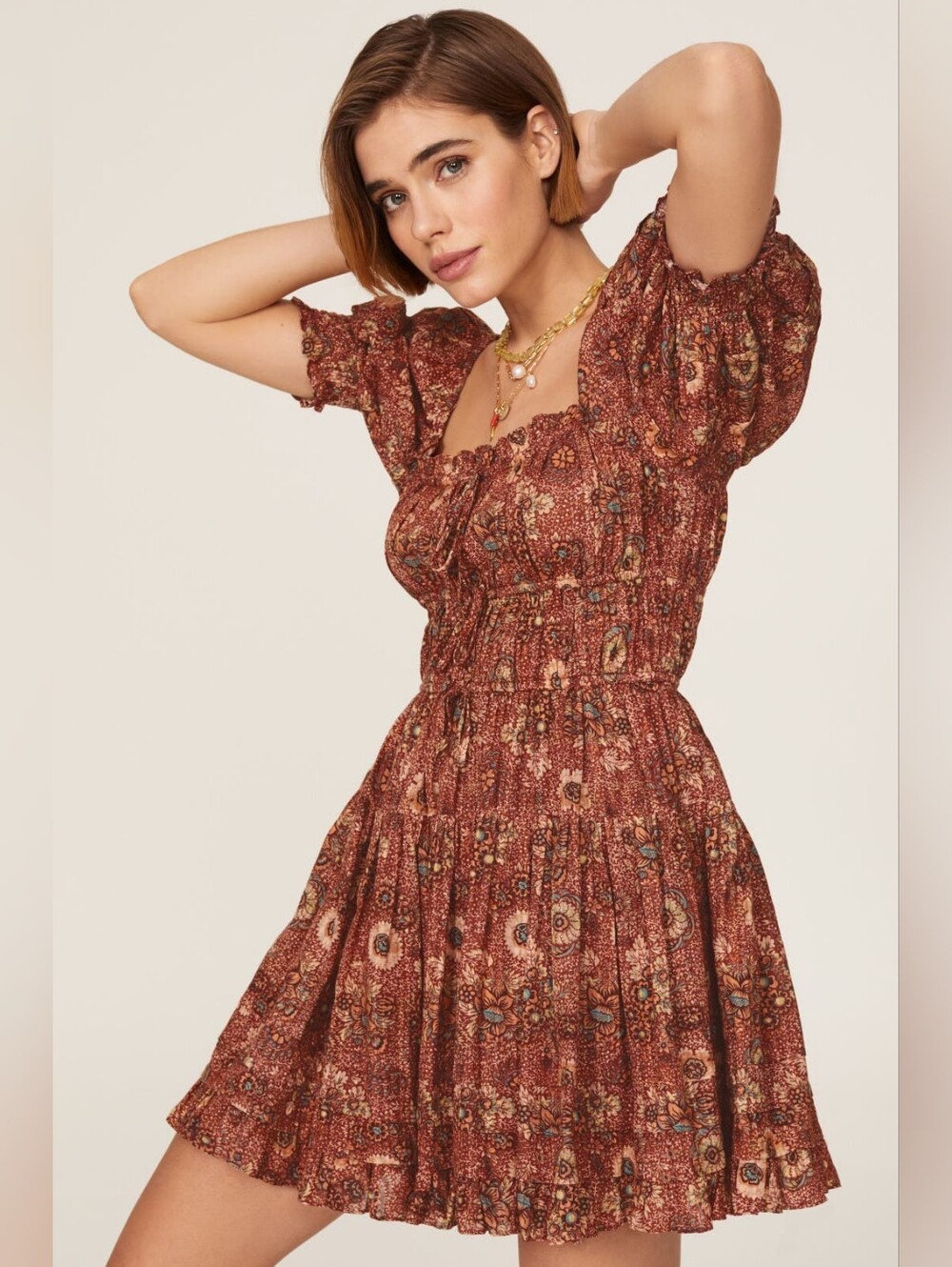 Ulla Johnson Juniper Puff Sleeve Mini Dress XS Floral Milk Maid Puff Sleeve Boho